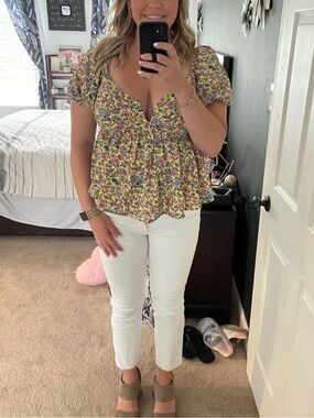 Buddy Love Yellow Floral top with Pink and Blue Flowers